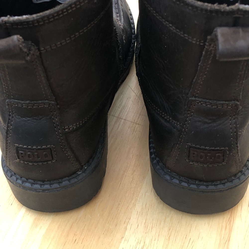 Polo Ralph Lauren Ranger Hi II Polo Bear Boots Boys 1 US Brown Leather Buckle - Picture 9 of 16